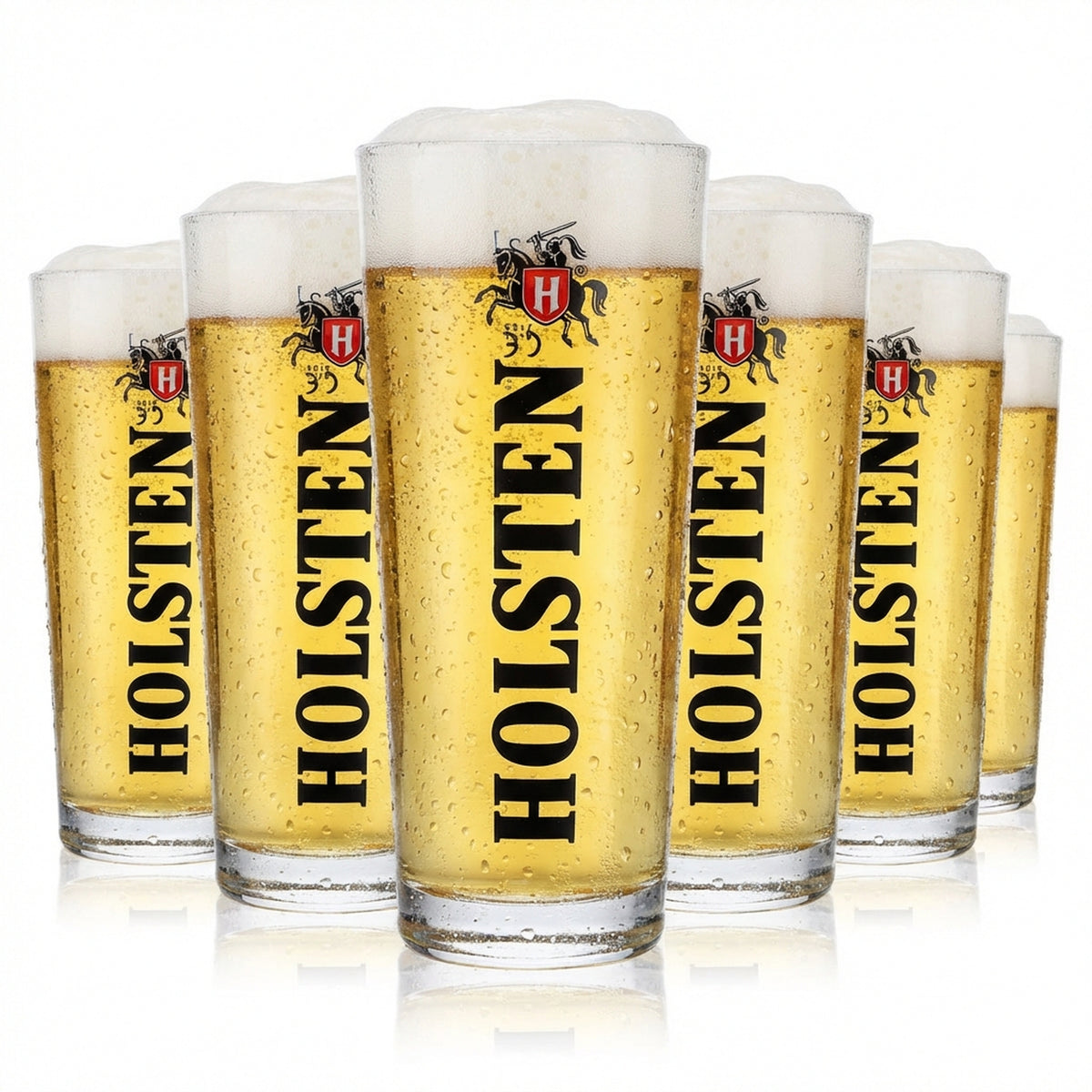 6x Holsten Beer Glass Frankonia 0.2l Mug Beer Glasses Vertical Lettering