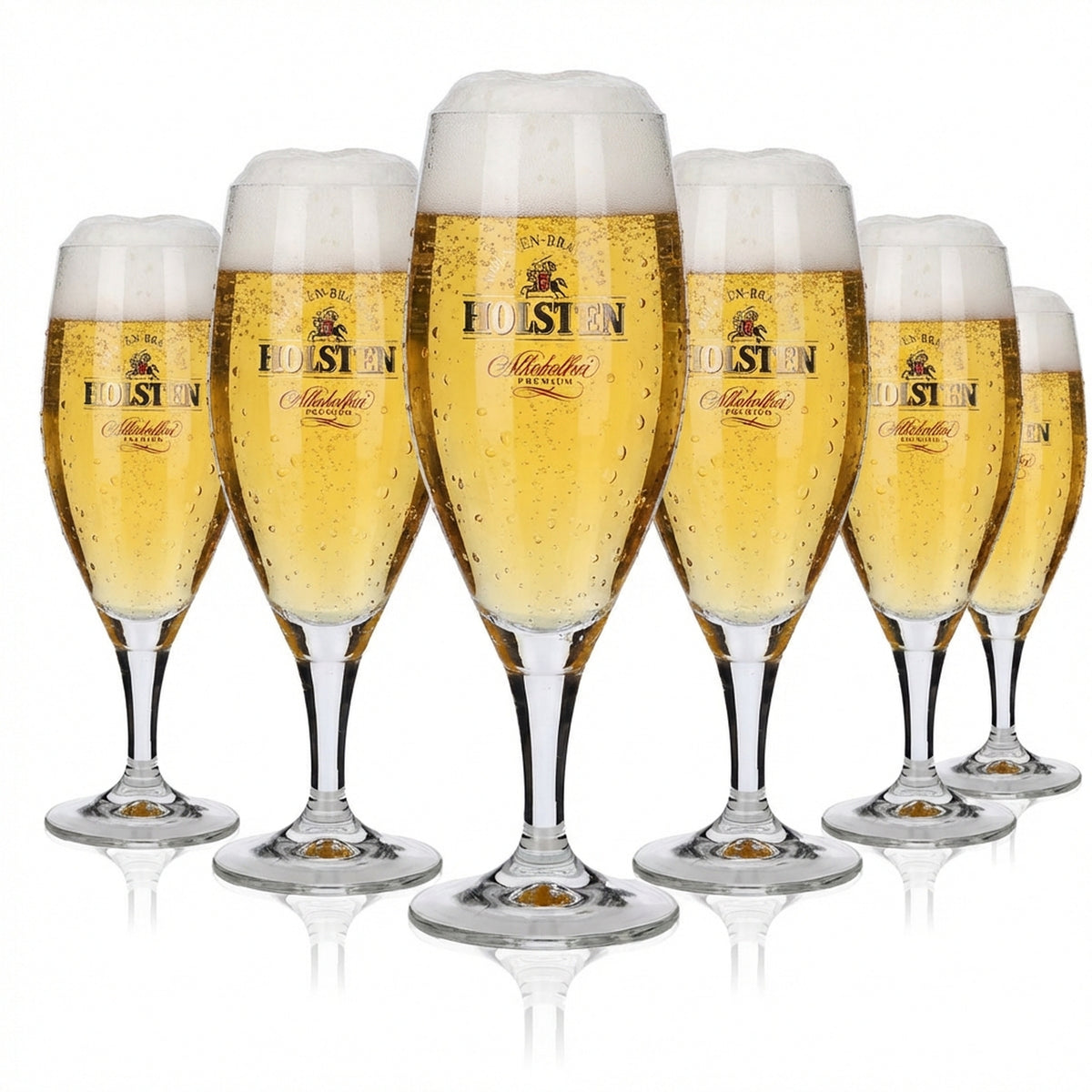 6x Holsten Glass 0.25l Beer Glass Non-Alcoholic Premium Pils Tulip Cup Glass Set