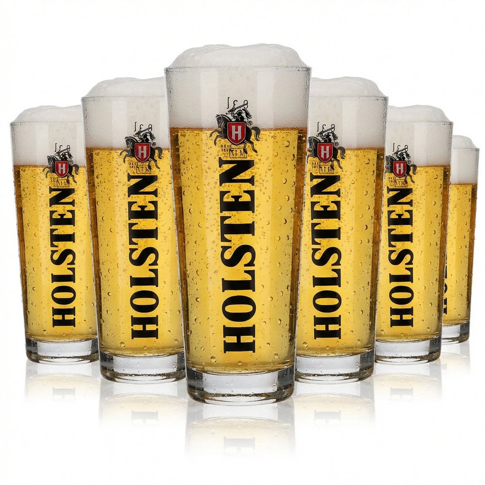 6x Holsten Glass 0.3l Willi Becher Frankonia Pils Beer Glasses Set Brewery Gastro