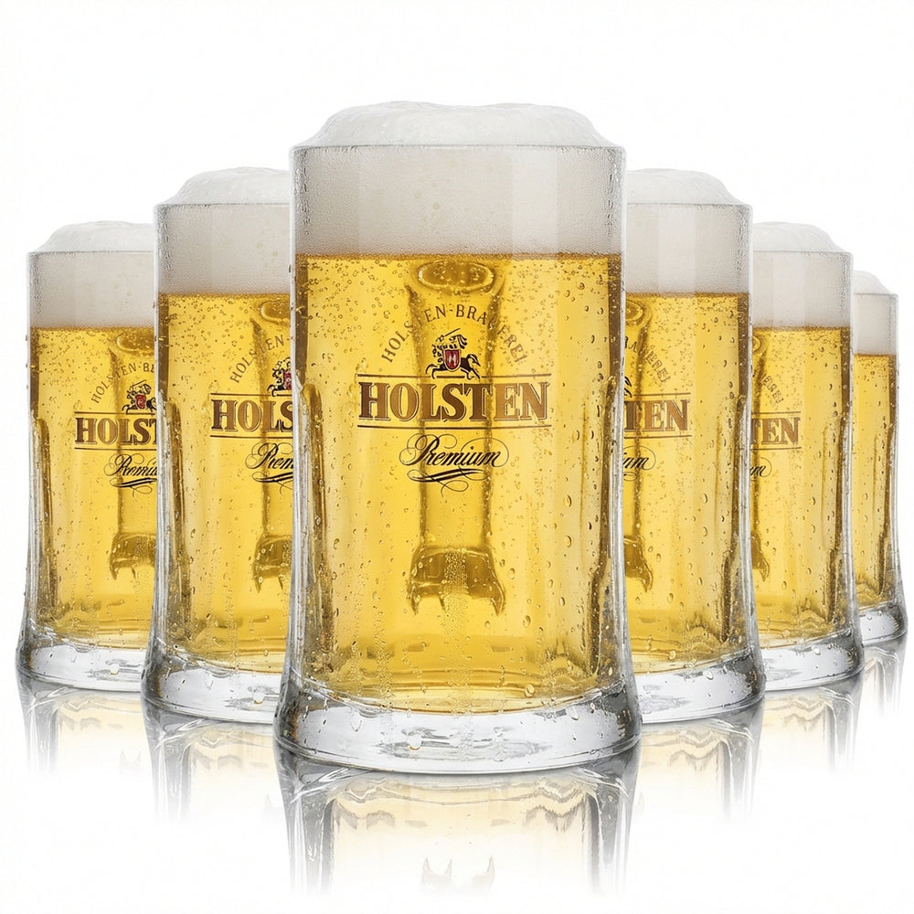 6x Holsten glass 0.4l beer mug tankard Salzburg Seidel glasses set brewery