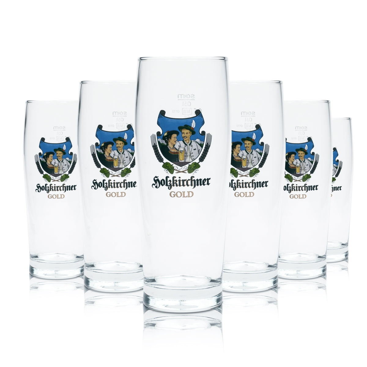 6x Holzkirchen Gold Beer Glass 0.5l Willi Mug Glasses Cup Sahm Brewery Beer
