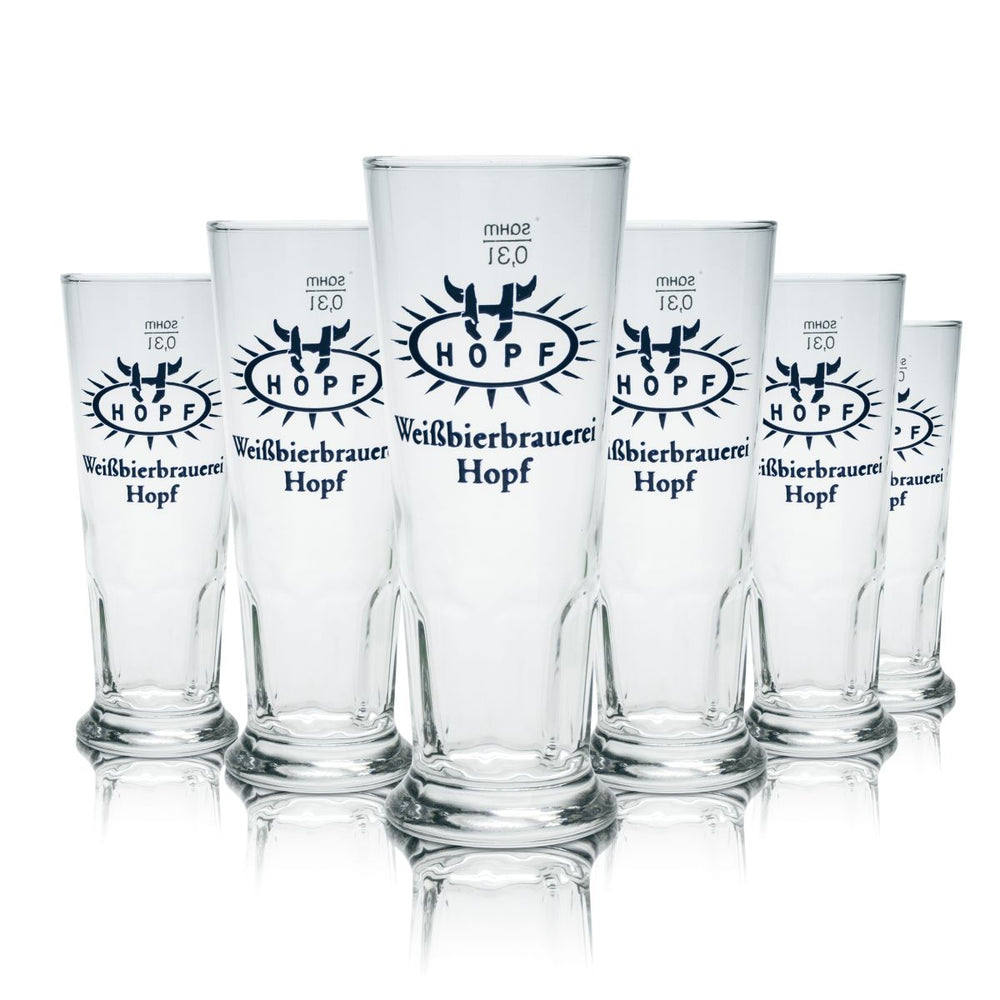 6x Hopf wheat beer glass 0.3l goblet glass Hefeweizen glasses set brewery gastro oak