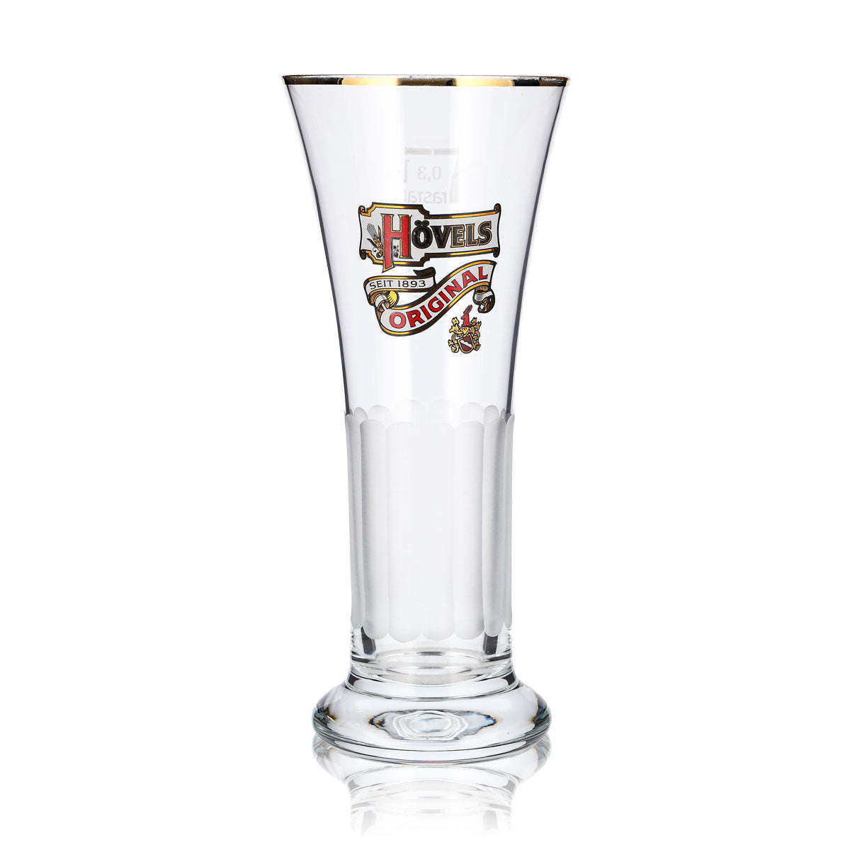 6 Hövels Beer Glasses, 0.3 L, Goblet, Gold Rim, Embossed, Frosted – View 2
