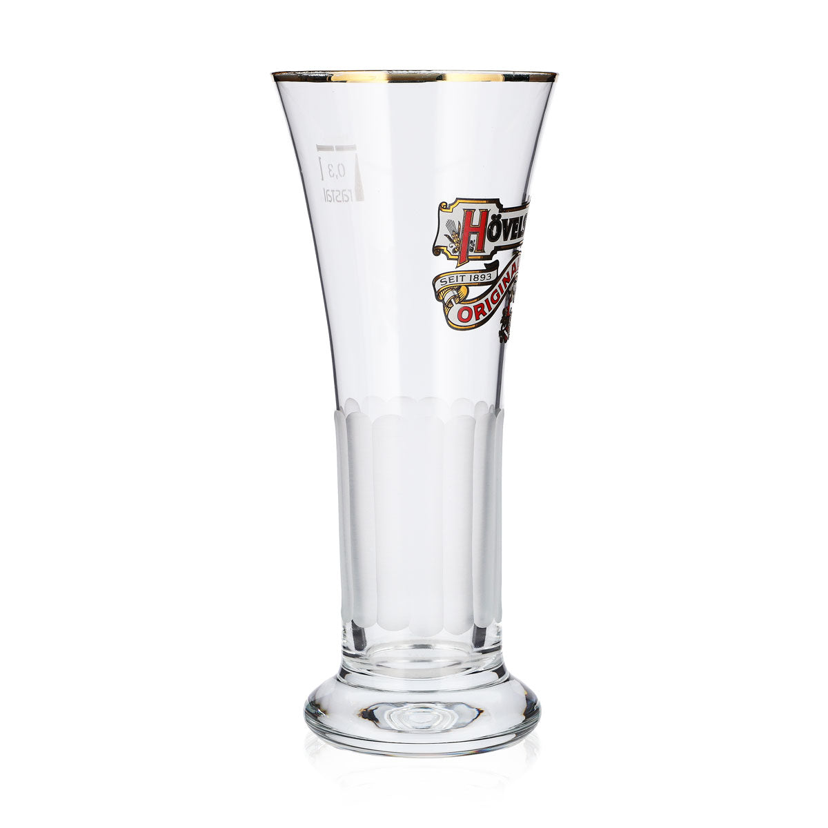 6 Hövels Beer Glasses, 0.3 L, Goblet, Gold Rim, Embossed, Frosted – View 3
