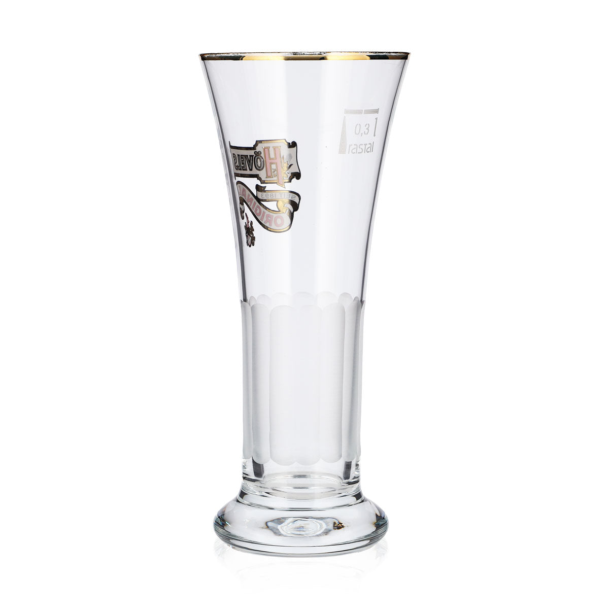 6 Hövels Beer Glasses, 0.3 L, Goblet, Gold Rim, Embossed, Frosted – View 4