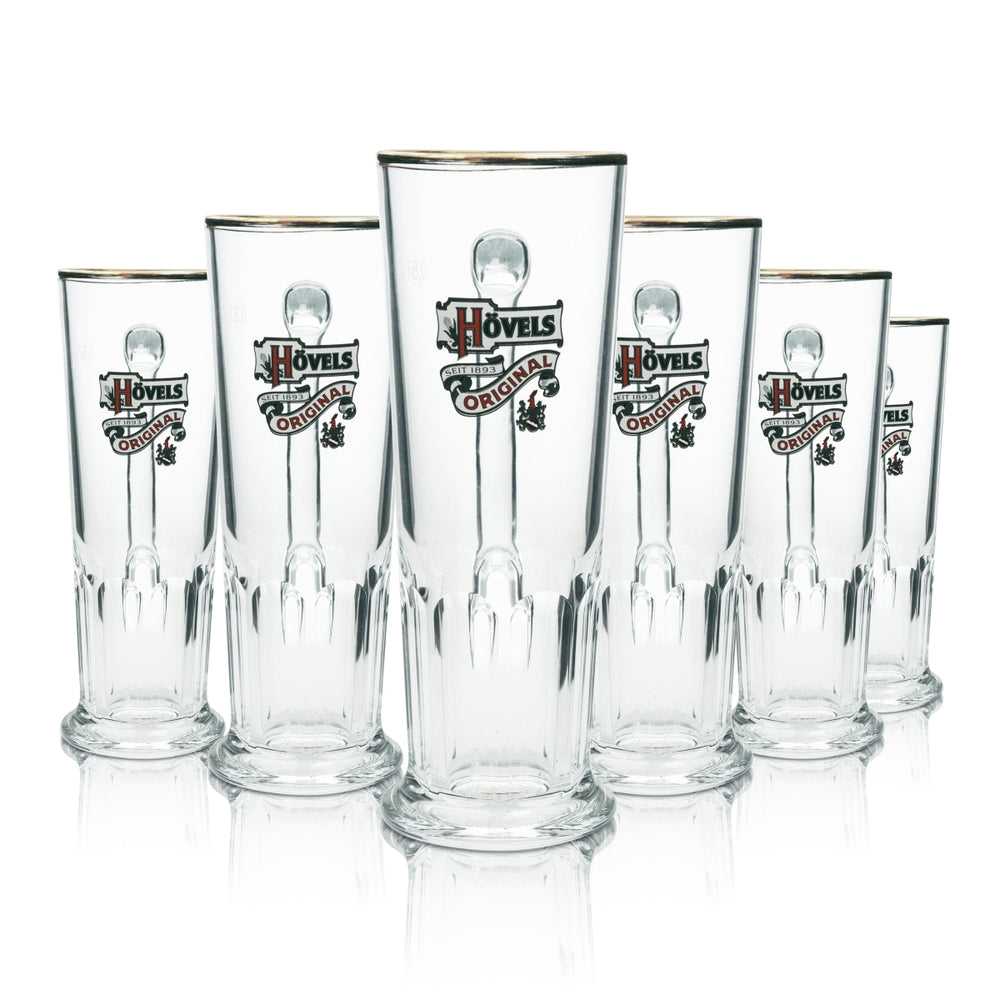 6x Hövels beer glass mug 0.5l gold rim Sahm