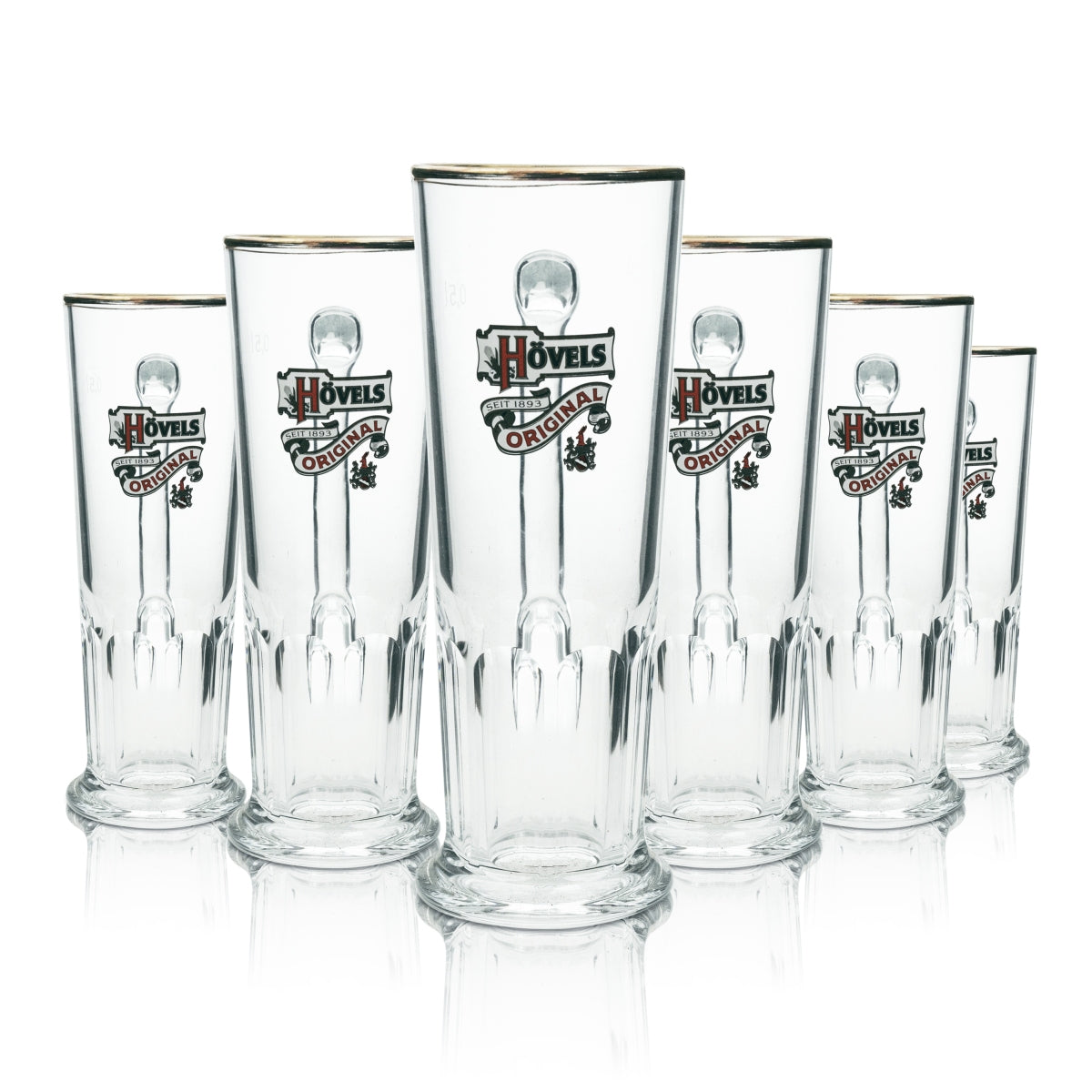 6x Hövels beer glass mug 0.5l gold rim Sahm