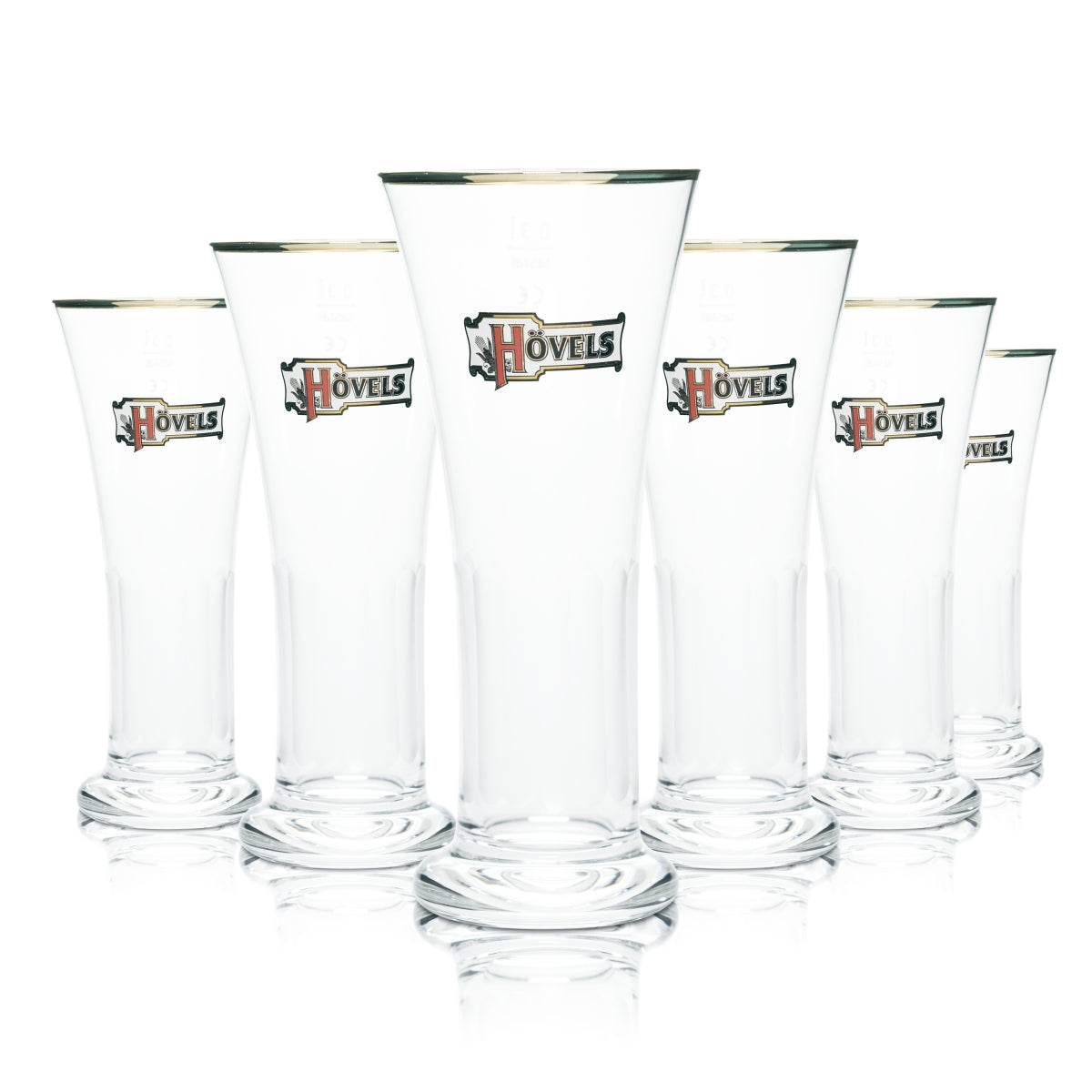 6x Hövels glass 0.3l beer trophy with gold rim Viktoria cup glasses Dortmund brewery