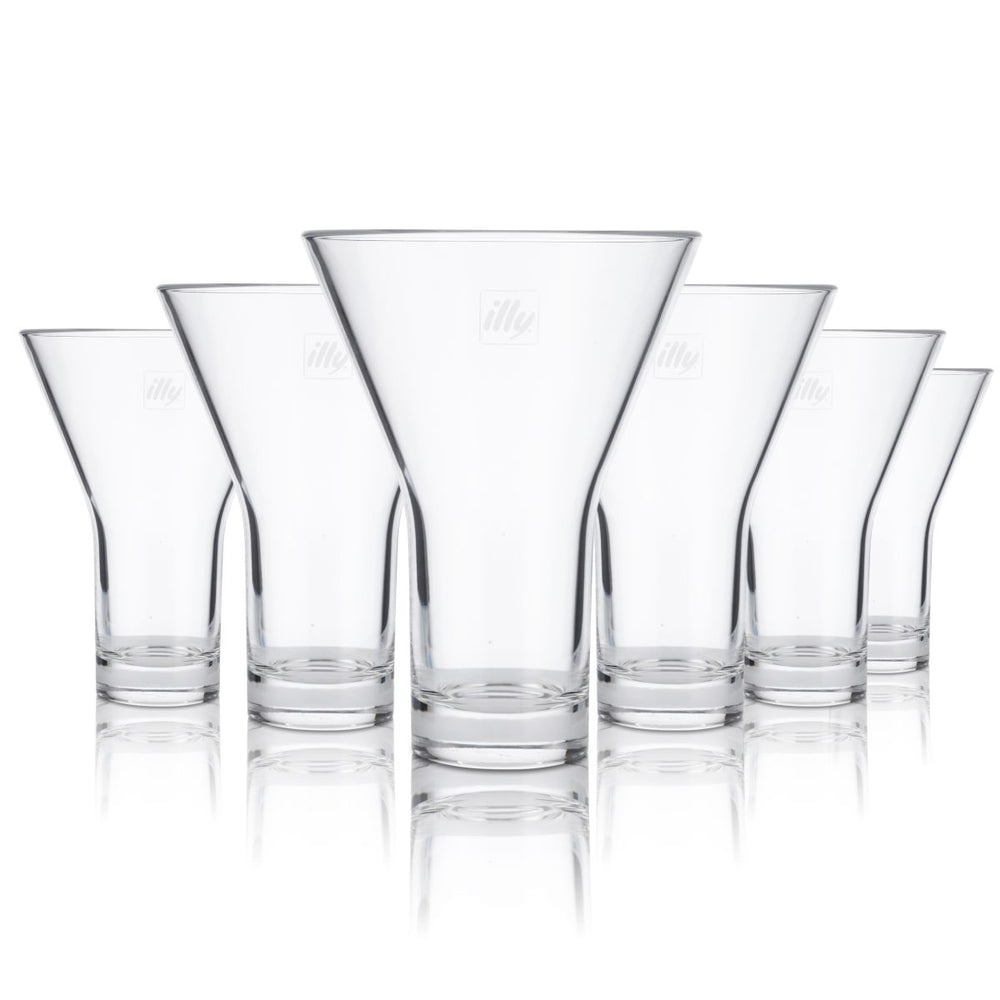 6x Illy glass 0,34l Faffee mug VForm Espresso Mocha Italy Gastro Cafe Bistro