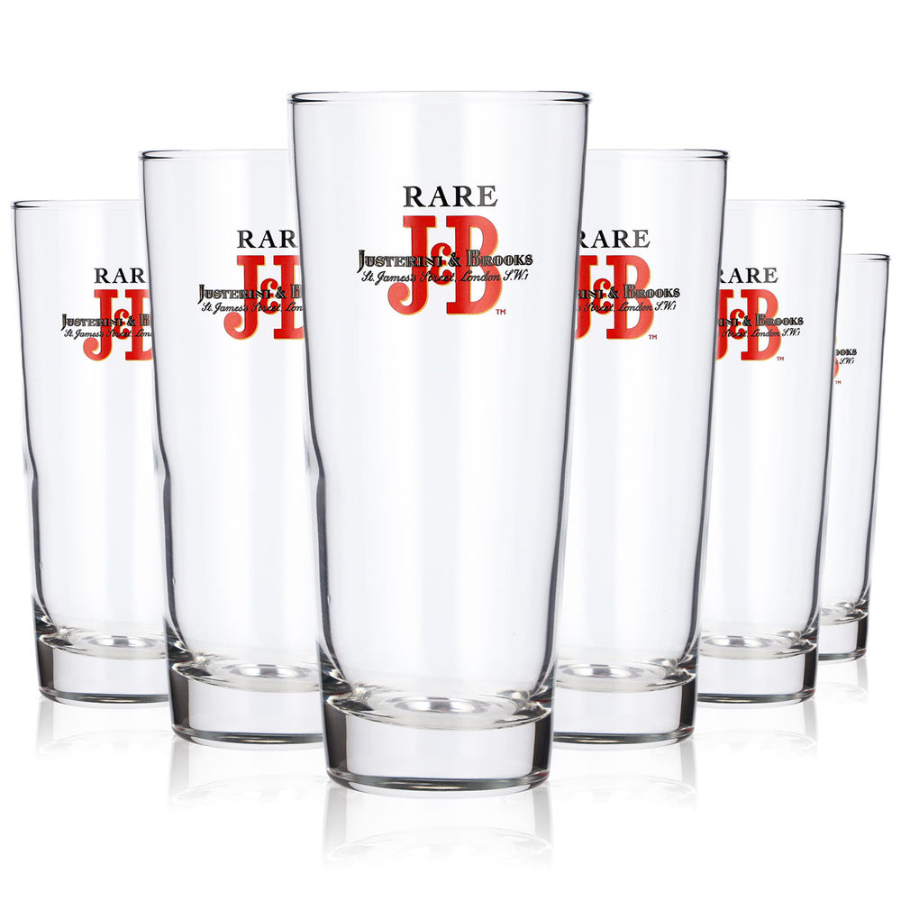 6 J&B Whiskey Glasses, 0.25 L, Long Drink Glasses, Justerini & Brooks LDG (Set of 6)