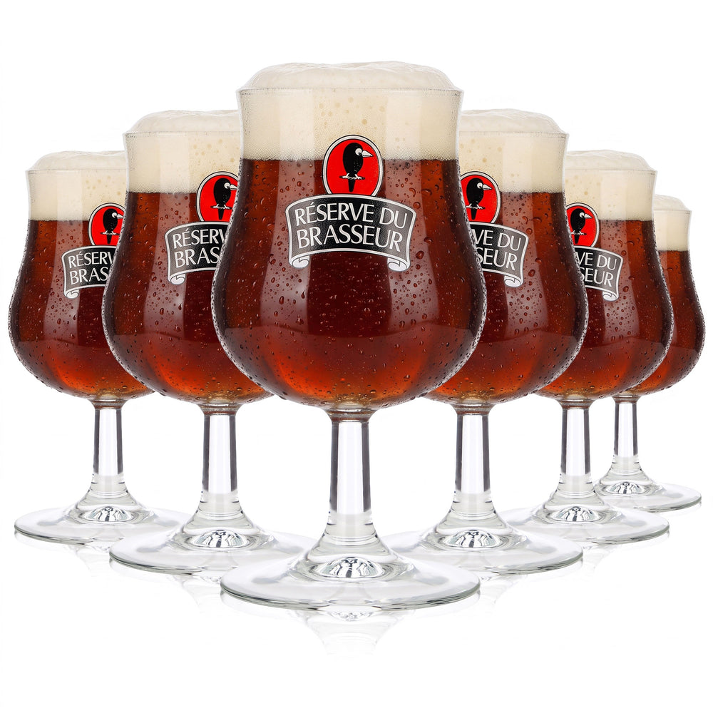 6 J.G. Durand & Cio Beer Glasses, 0.36 L, "Réserve Du Brasseur" Luminarc Goblet (Set of 6)