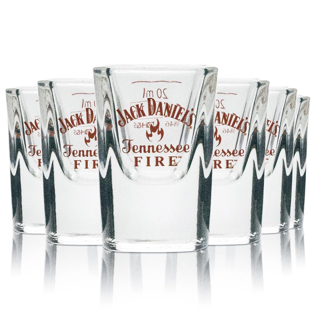 6x Jack Daniels Fire Shot Glasses 2cl Short Shot Glasses Whiskey Glasses Calibrated Gastronomy