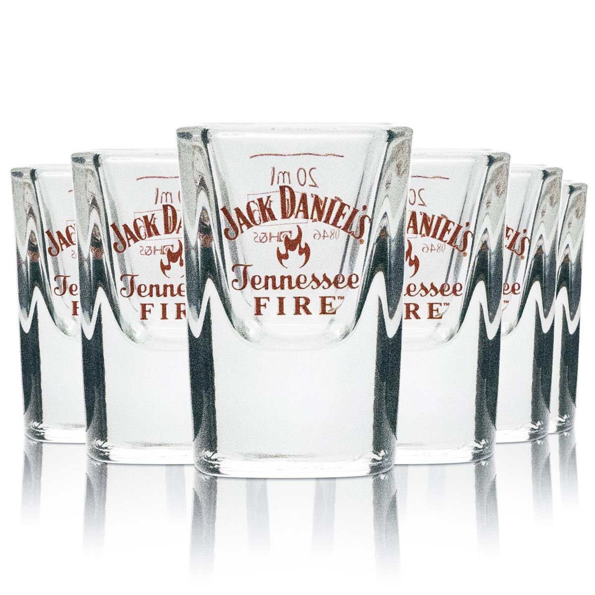 6x Jack Daniels Fire Shot Glasses 2cl Short Shot Glasses Whiskey Glasses Calibrated Gastronomy