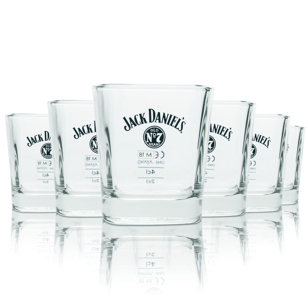 6x Jack Daniels Glass 0.24l Whiskey Tumbler No. 7 Glasses Calibrated Gastro Long Drink