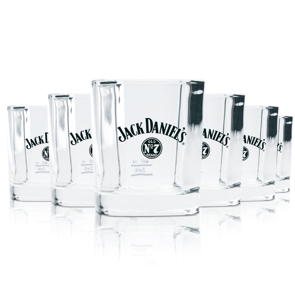 6x Jack Daniels Glass 0.2l Square Whiskey Tumblers Long Drink No. 7 Gastro