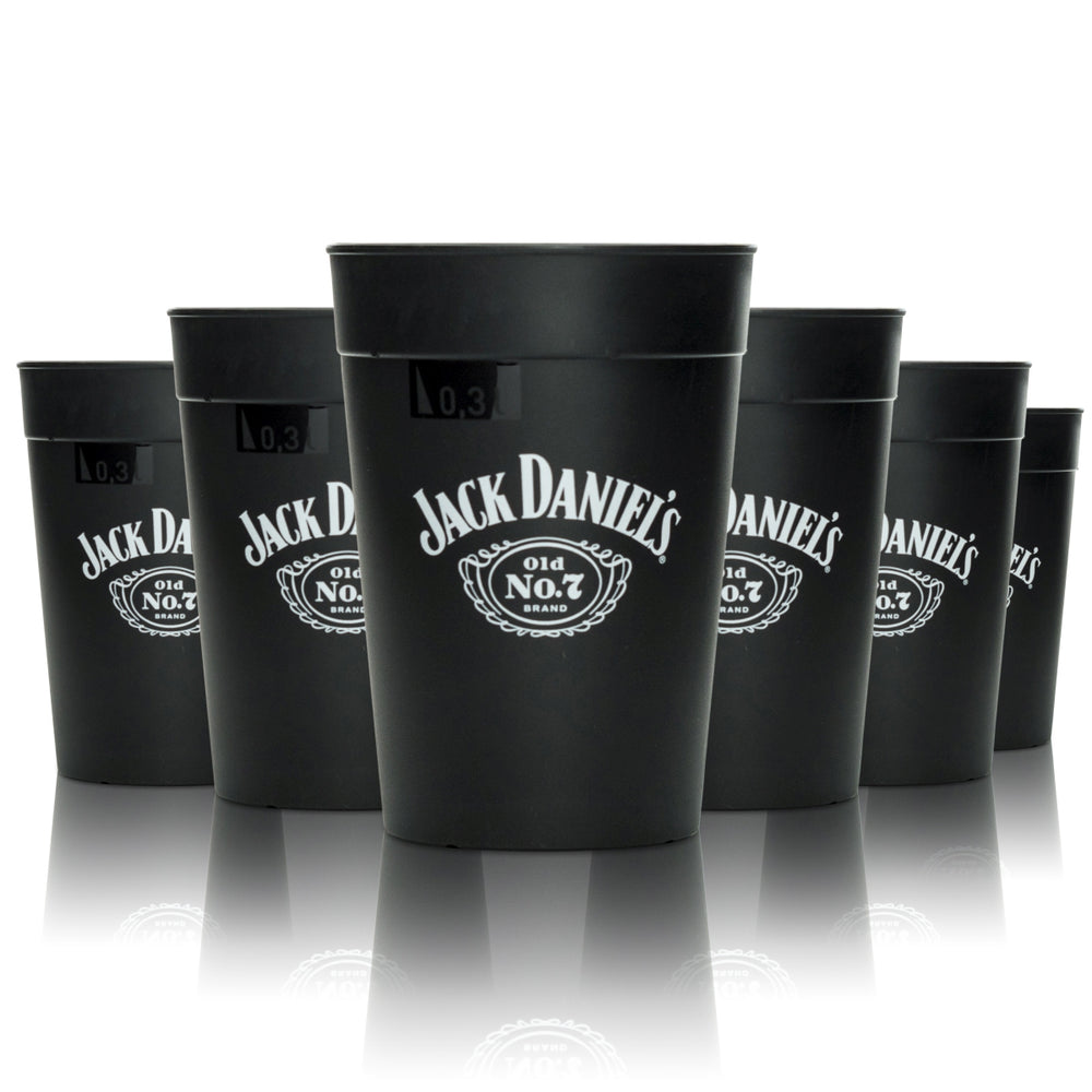 6x Jack Daniels Whiskey Mug Black Reusable 0.3l