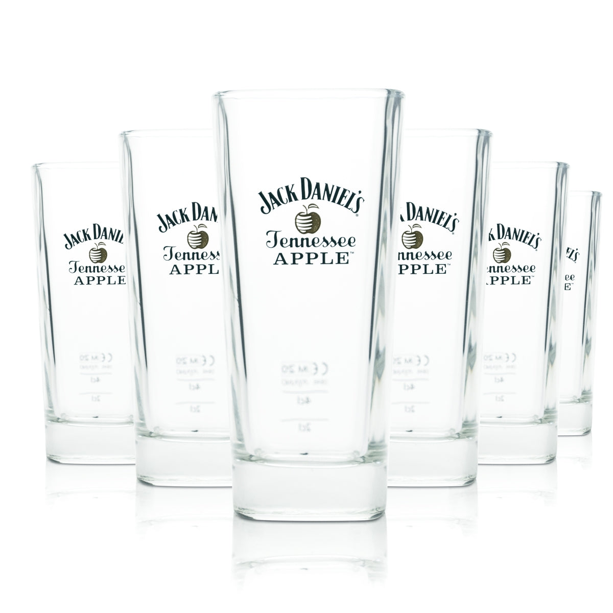 6x Jack Daniels Whiskey Glass 0.35l Cocktail Long Drink Glasses Tennessee Apple