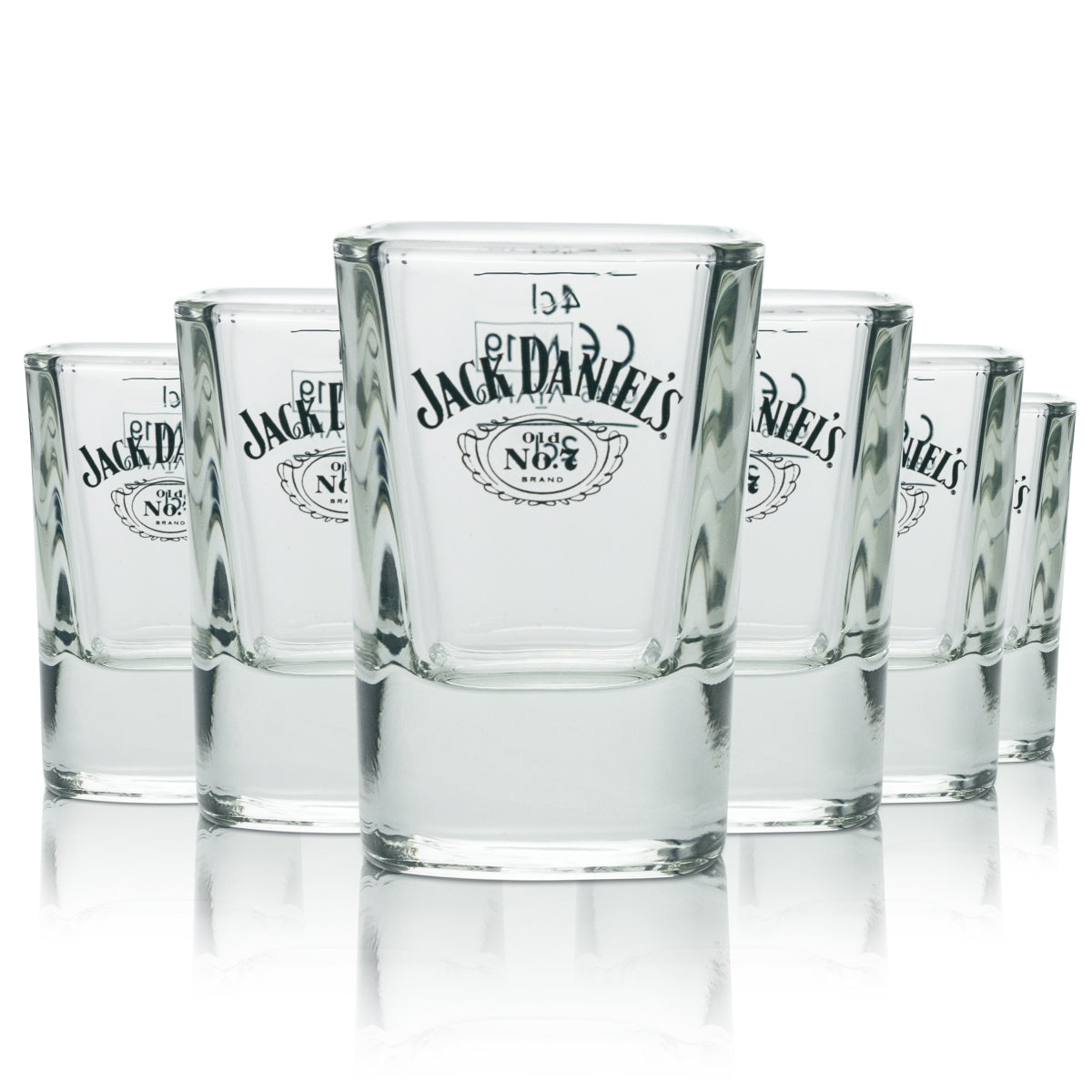 6x Jack Daniels Whiskey Glass Stamper Short Shot Square 4cl