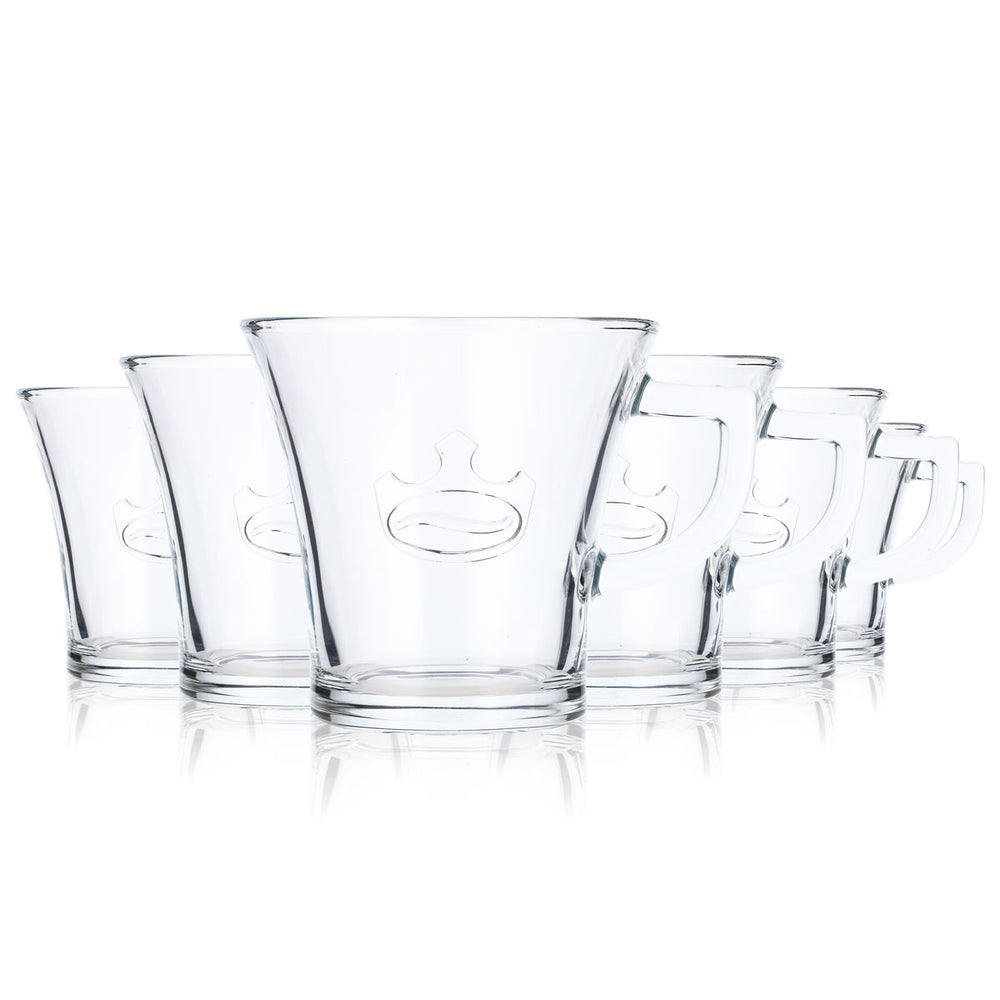 6x Jacobs Coffee Glass 0.2l Cup Coffee Cup Americano Cup Relief