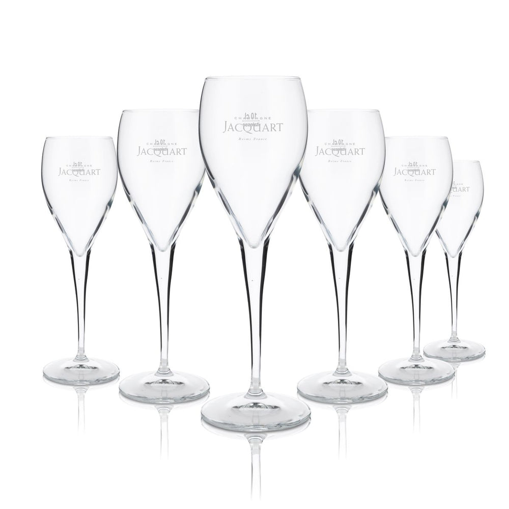 6x Jacquart Glass 0.1l Champagne Flute Calibrated Glasses Set Sparkling Wine Secco