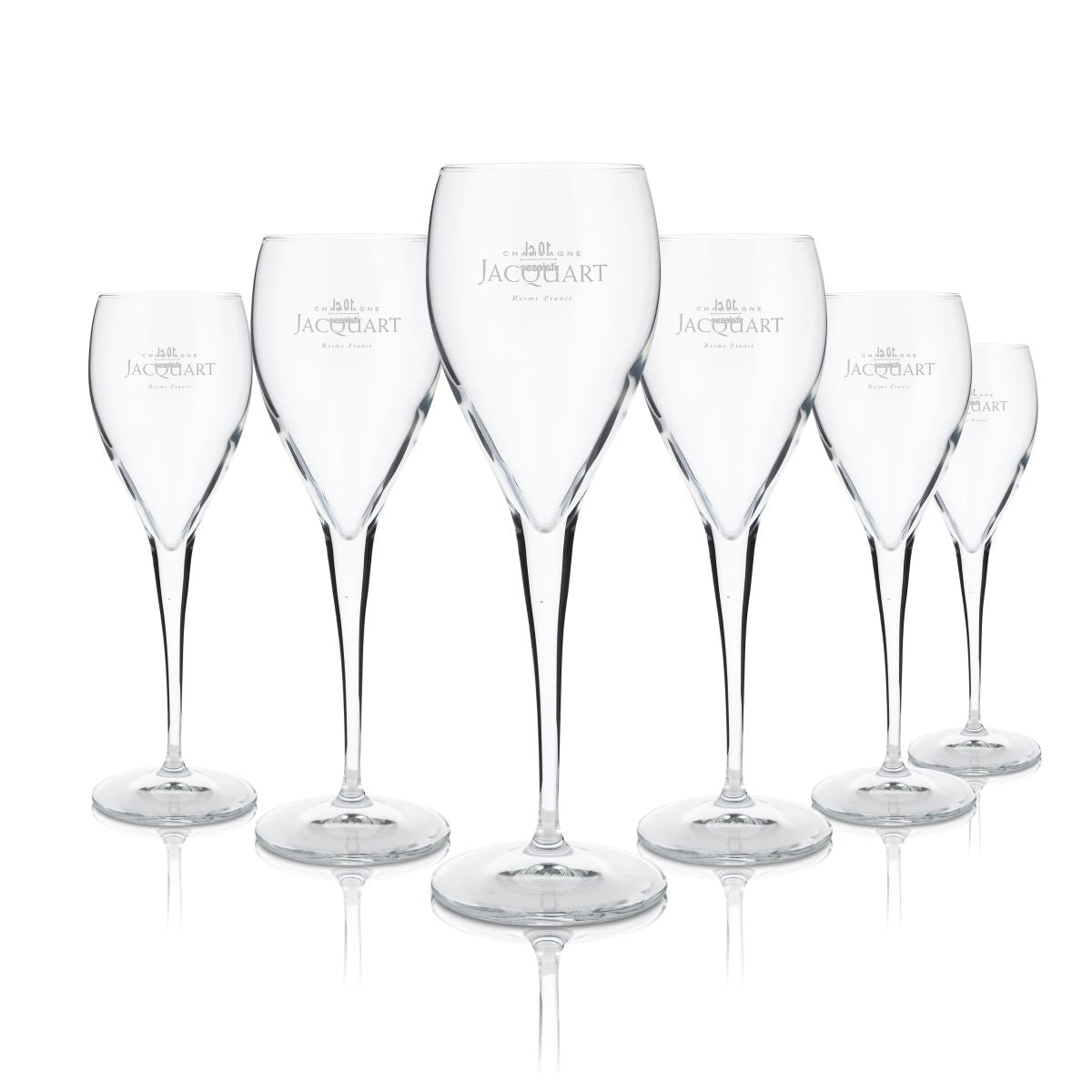 6x Jacquart Glass 0.1l Champagne Flute Calibrated Glasses Set Sparkling Wine Secco