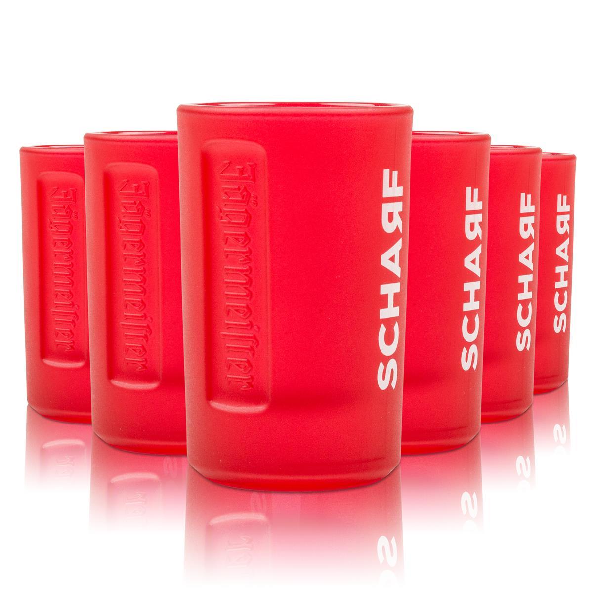 6x Jägermeister Scharf Hot Ginger liqueur glasses 2cl - Red shot glasses special edition