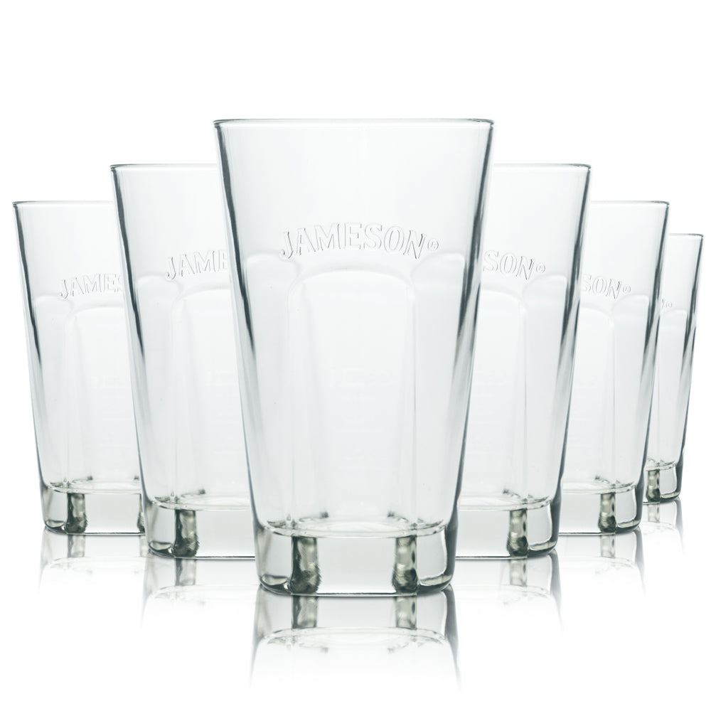 6x Jameson Whiskey Glass 0.3l Tumbler Relief Contour Long Drink Cocktail Glasses Bar
