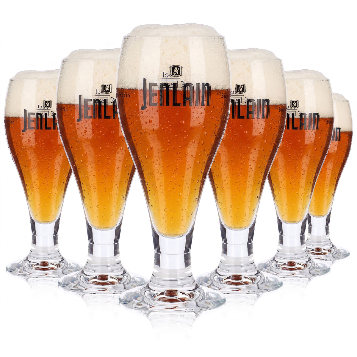 6 Jenlain Beer Glasses, 0.25 L, "Au Village de Jenlain" Black (Set of 6)