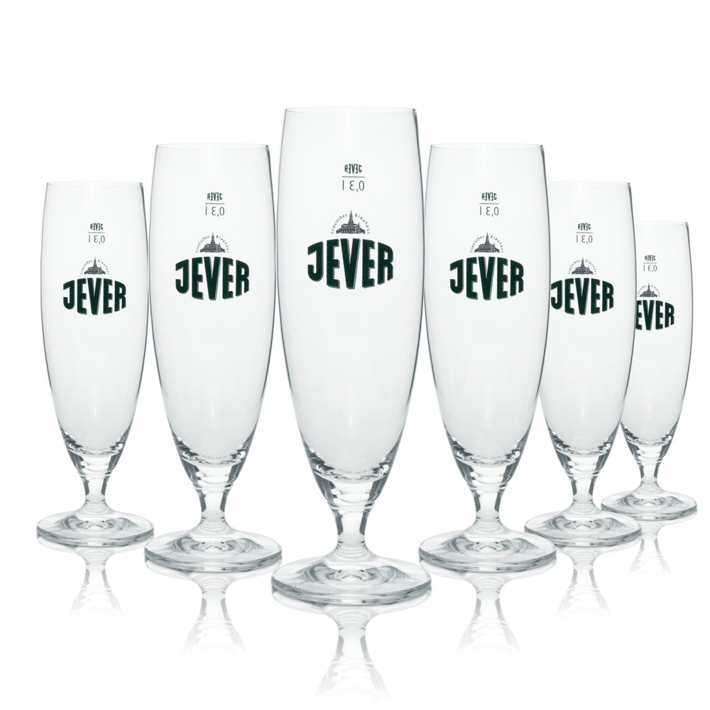 6x Jever Beer Glass 0.3l Goblet Tulip Glasses Pilsener Gastro Calibrated Brewery Nord