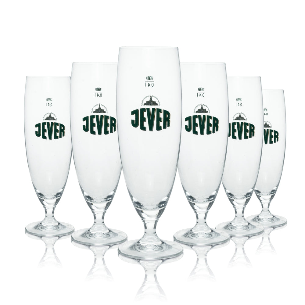 6x Jever Beer Glass 0.4l Goblet Tulip Glasses Pilsener Gastro Calibrated Brewery Nord