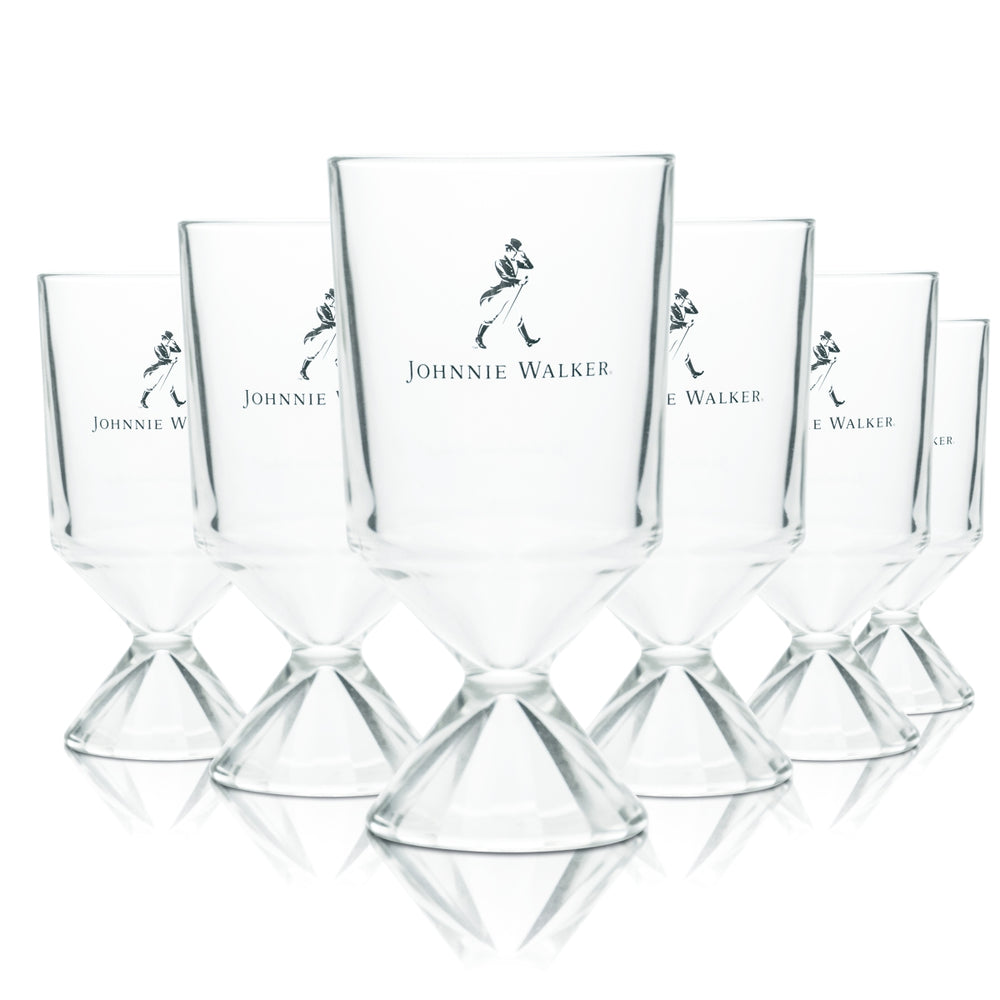 6x Johnnie Walker Glass 0.45l Whisky Long Drink Cocktail Glasses Goblet Label