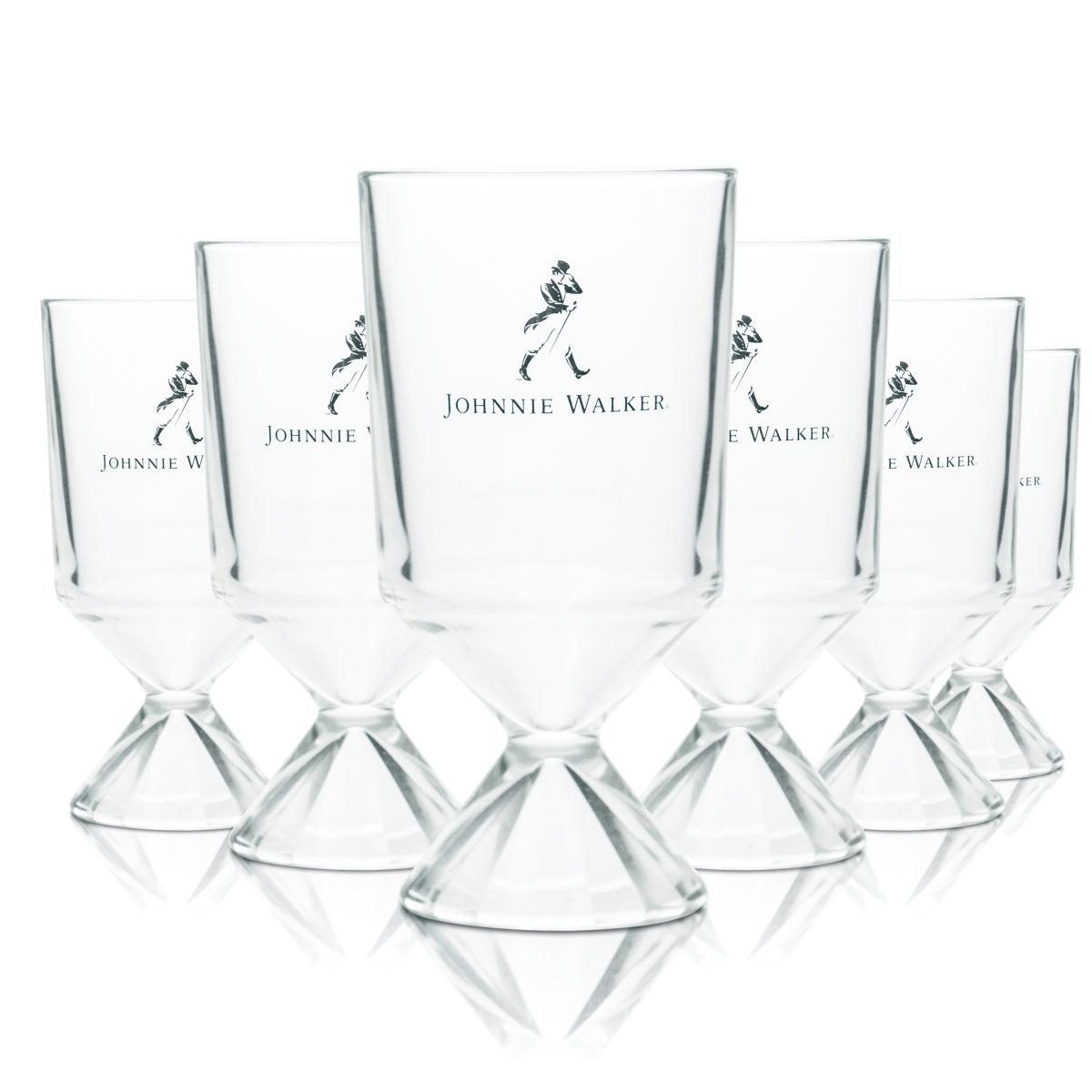 6x Johnnie Walker Glass 0.45l Whisky Long Drink Cocktail Glasses Goblet Label