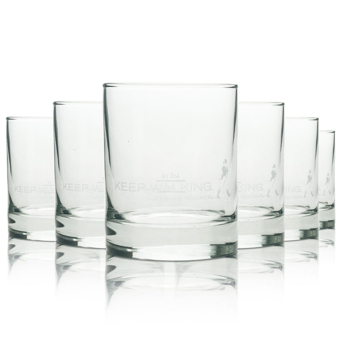 6x Johnnie Walker Whiskey Glass Tumbler Keep Walking White 4cl Rastal
