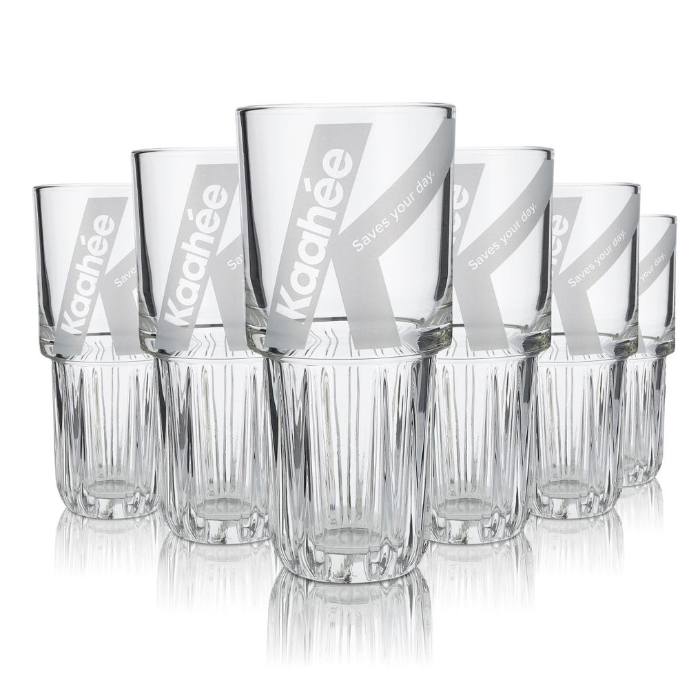 6x Kaahee glass 0.35l energy tumbler set prickly pear long drink cocktail