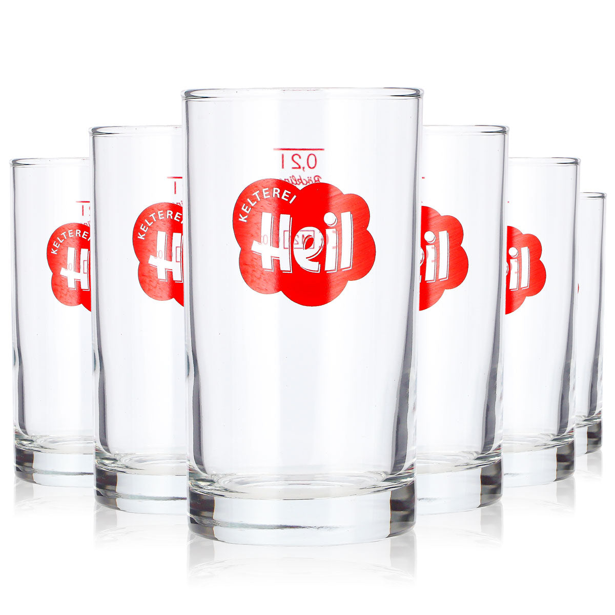 6x Kelterei Heil Apple Cider Glass, 0.2 L, Long Drink, Red Böckling Logo (Set of 6)