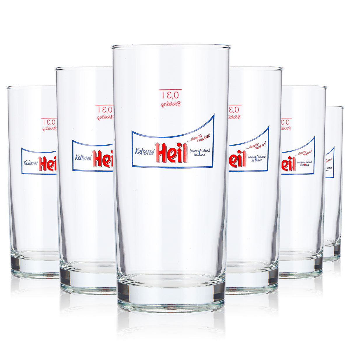 6x Heil Cider Glasses, 0.3 L, Long Drink, Red Böckling Logo (Set of 6)