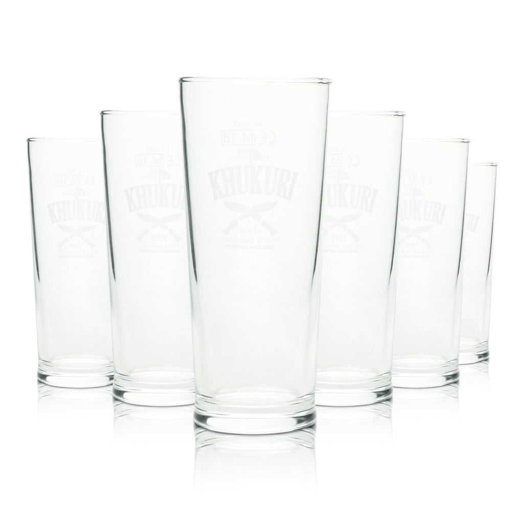 6x Khukuri Beer Glass 0.3l 1/2 Pint Mug Nepal Beer Lager Glasses brewed in England