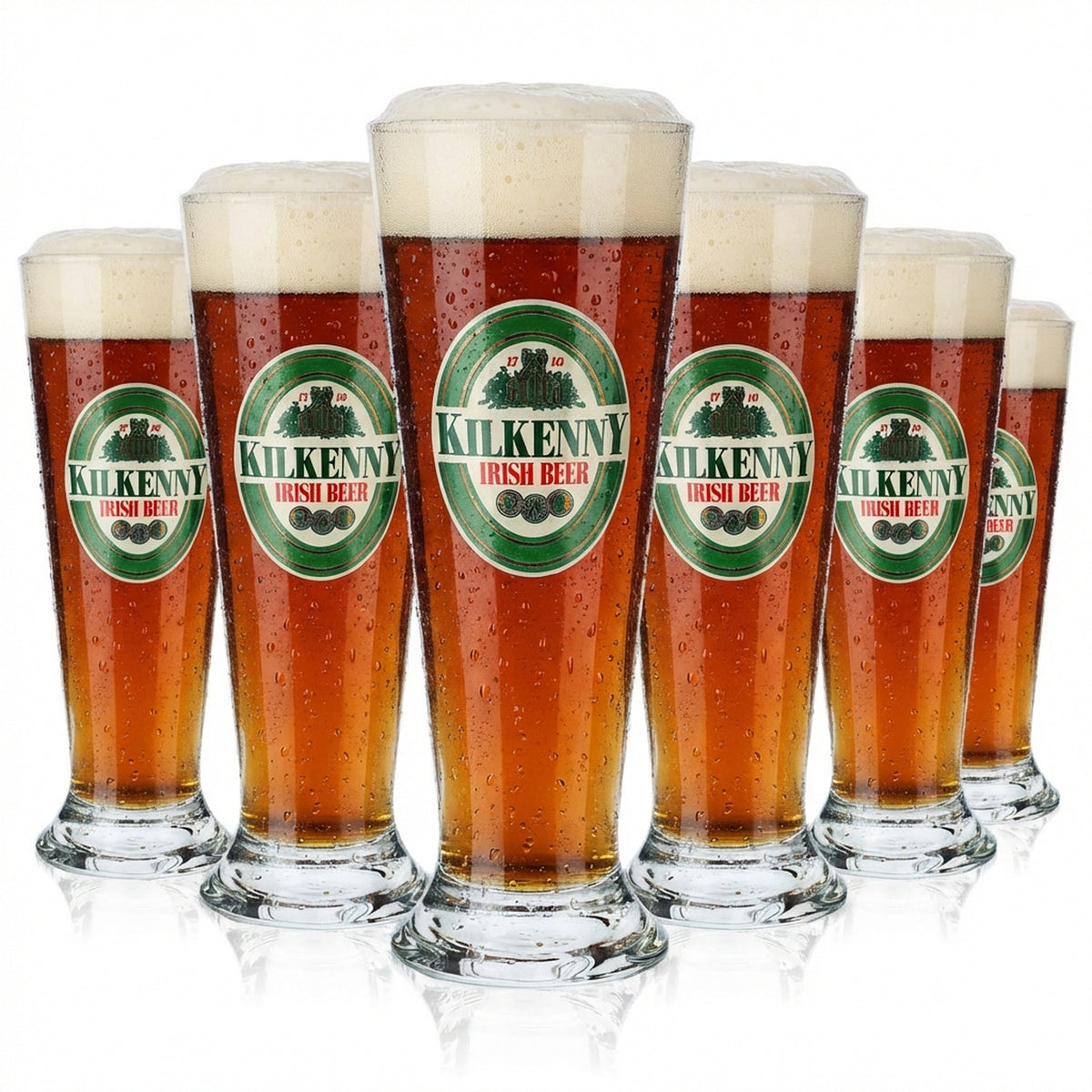 6x Kilkenny beer glass 0.4l beer glasses mug Irish old logo Sahm Munich