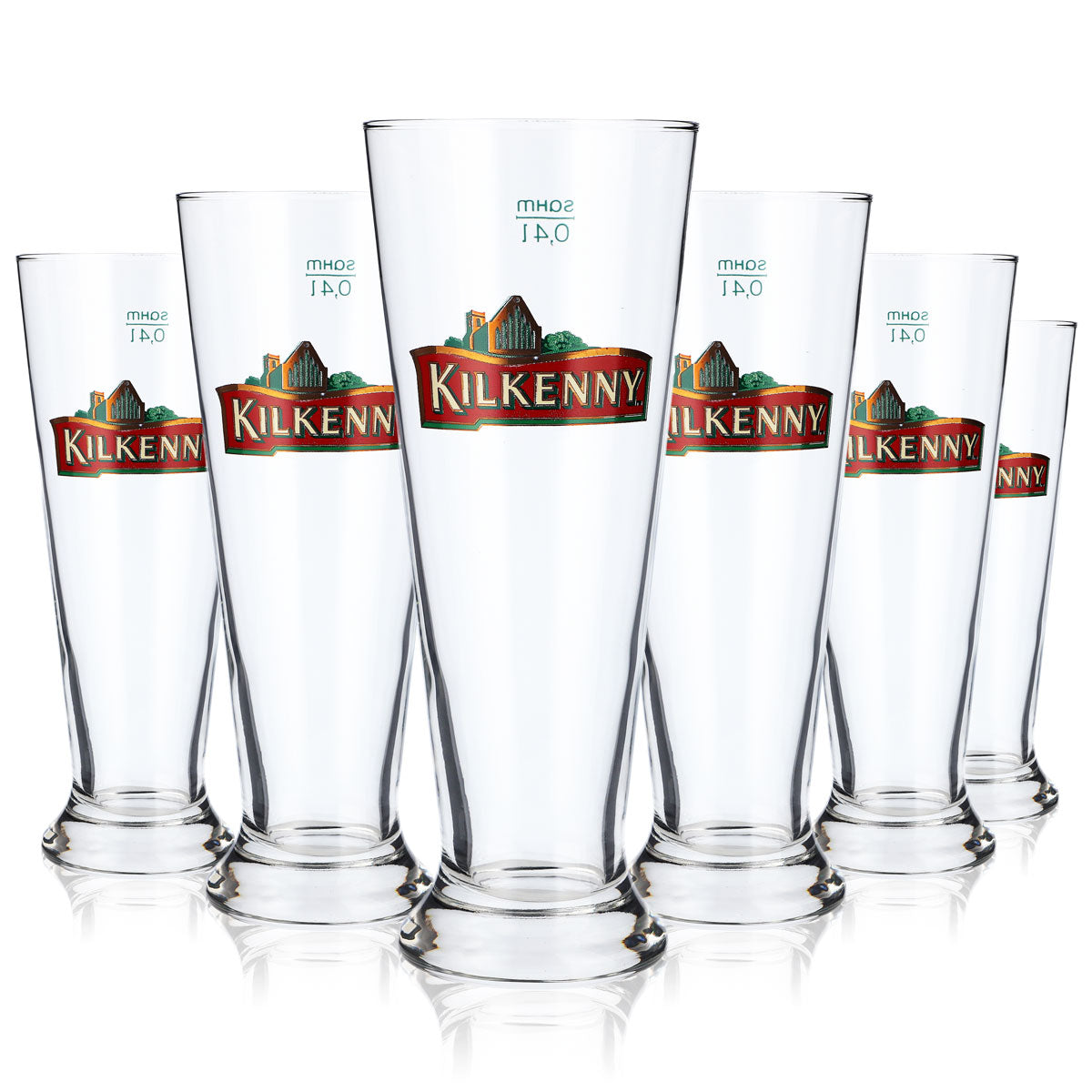 6x Kilkenny beer glasses 0.4l Irish mug red logo Sahm Munich – View 5