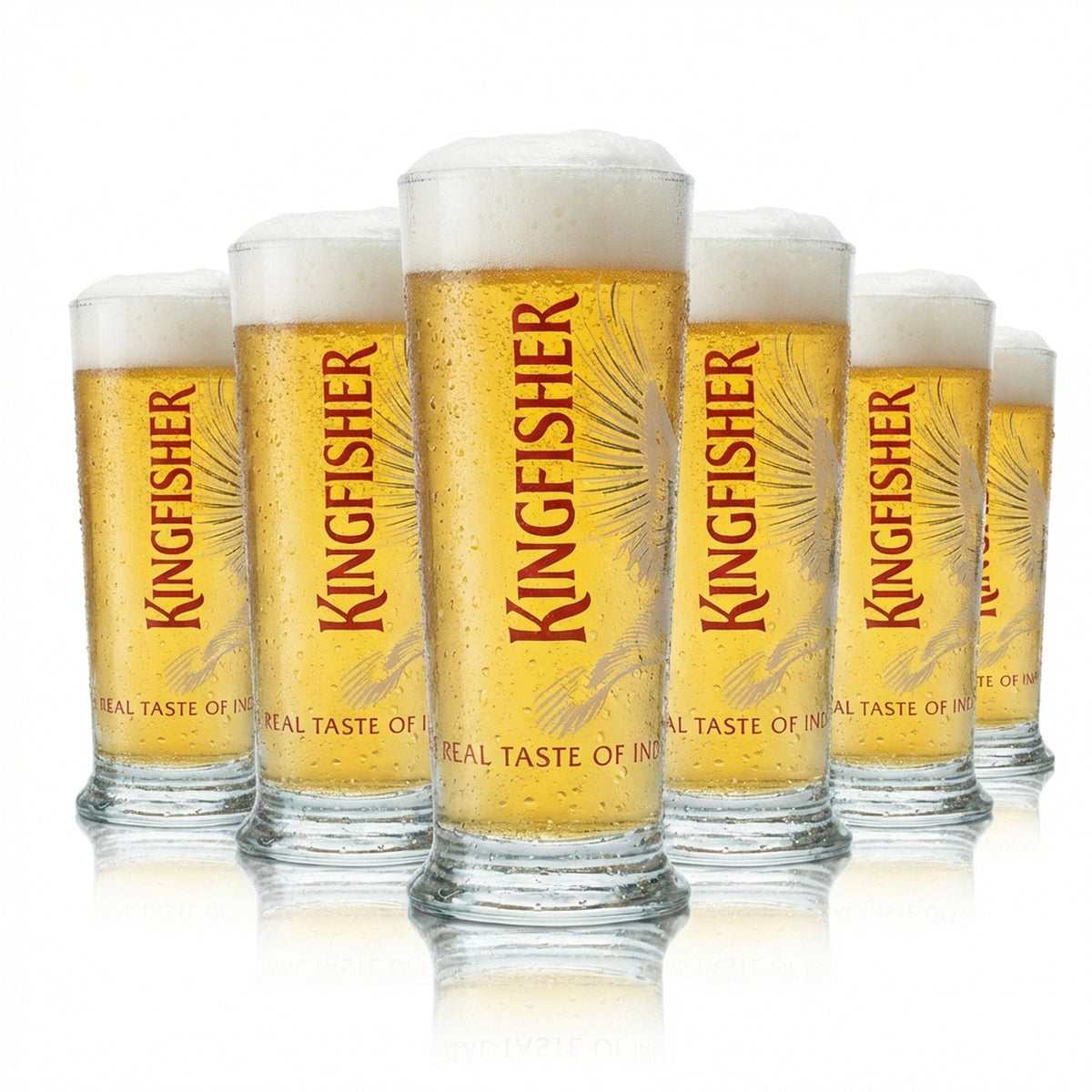 6x Kingfisher Beer Glass Half Pint 0.25l Goblet Cup Tulip Glasses India Beer IPA