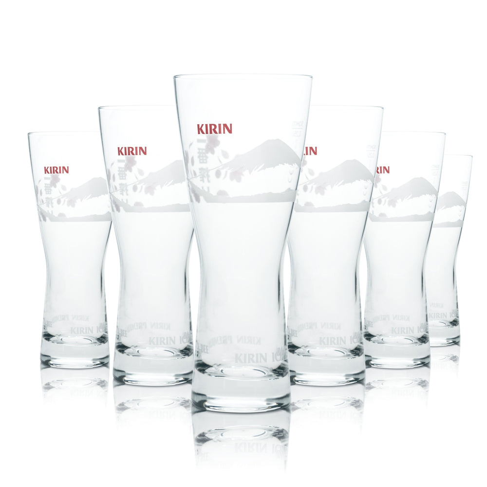 6x Kirin Ichiban Beer Glass 0.25l Goblet Cup Tulip Glasses Japan Beer Half Pint