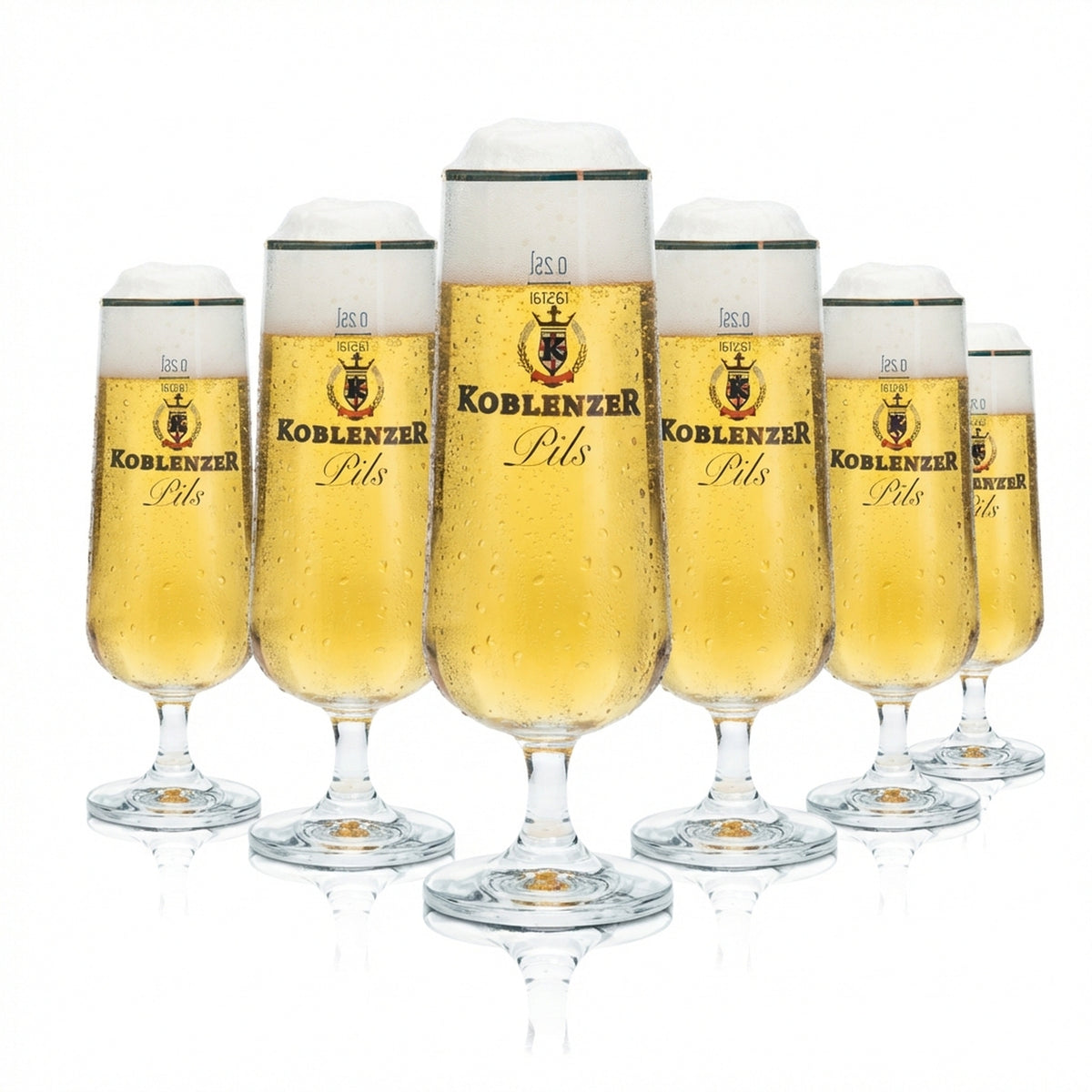 6x Koblenz beer glass 0.25 l tulip cup with gold rim, pilsner glasses, bar