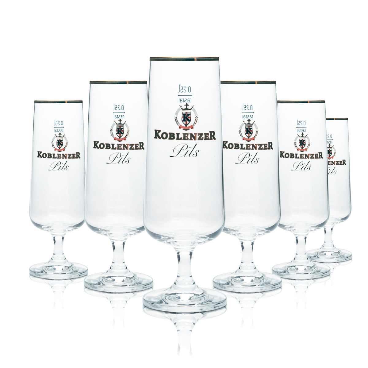 6x Koblenz beer glass 0.25 l tulip cup with gold rim, pilsner glasses, bar – View 4