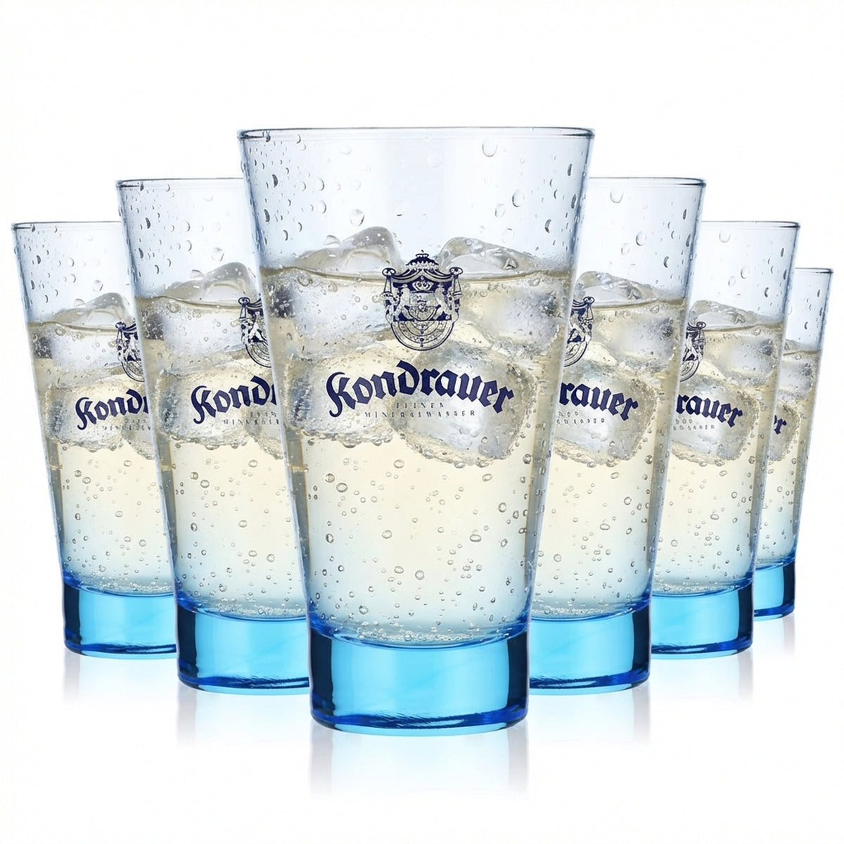 6x Kondrauer Water Glass Water Glasses 0.36l Cup Blue-tinted Glass