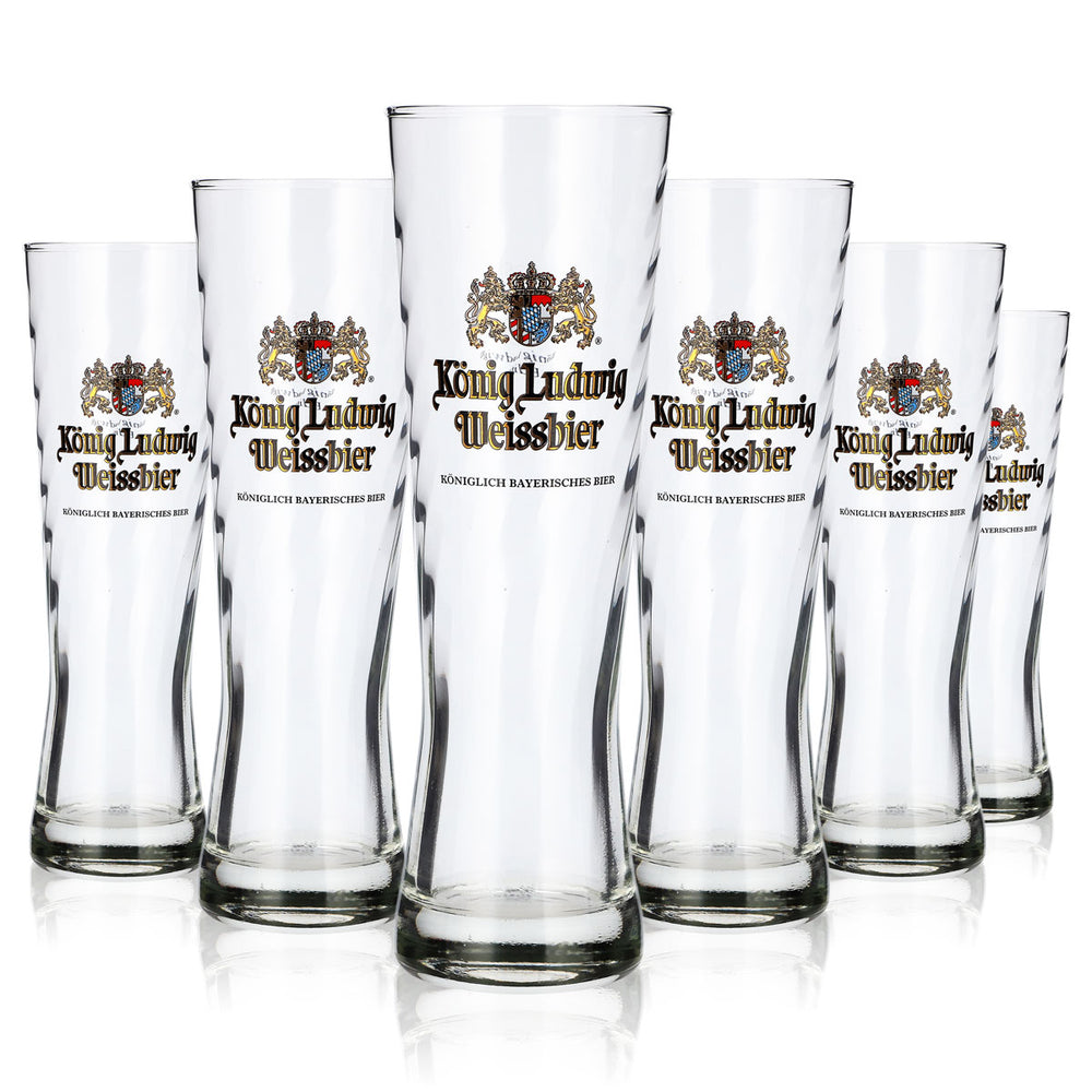 6x King Ludwig Beer Glass, 0.25 L, Weissbier, Rastal Relief (Set of 6)