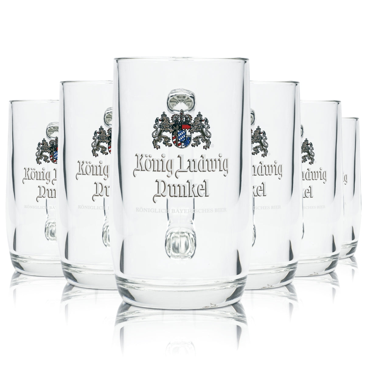 6x King Ludwig Beer Glass 0.3l Mug Exclusive Dark Sahm Seidel Handle Glasses