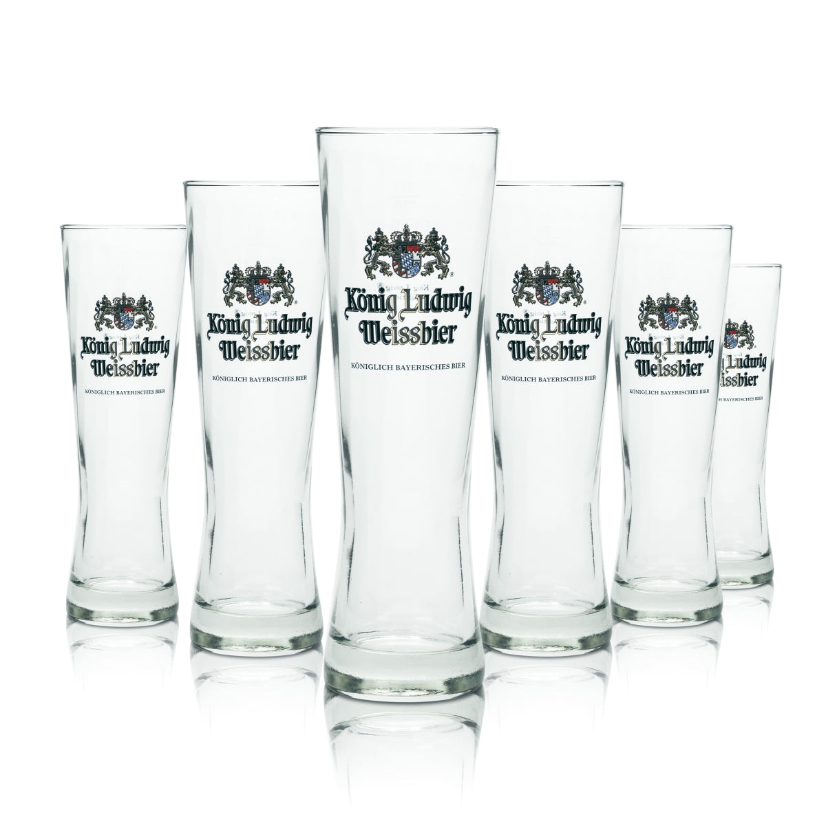 6x King Ludwig Beer Glass 0.3l Wheat Beer Yeast Wheat Trophy Glasses Gastronomy Calibrated