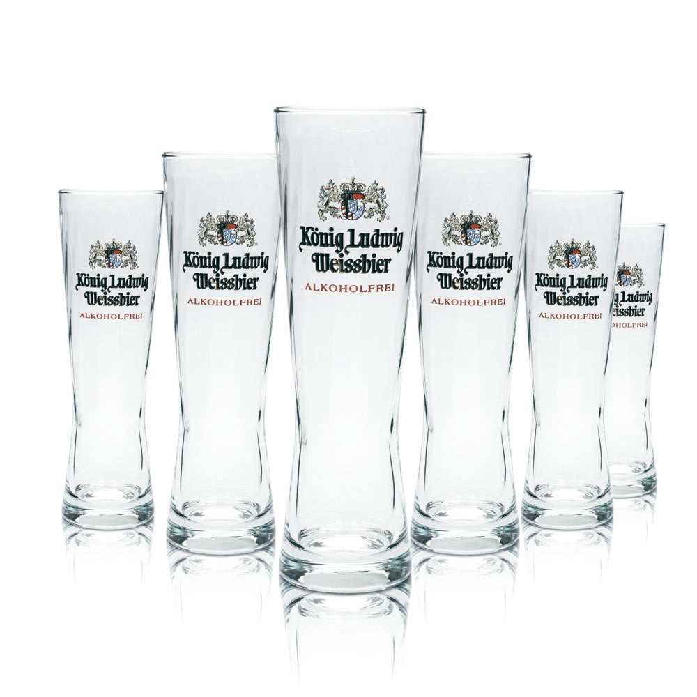 6x King Ludwig Beer Glass 0.5l Non-Alcoholic Wheat Beer Glasses Yeast Wheat Bavaria