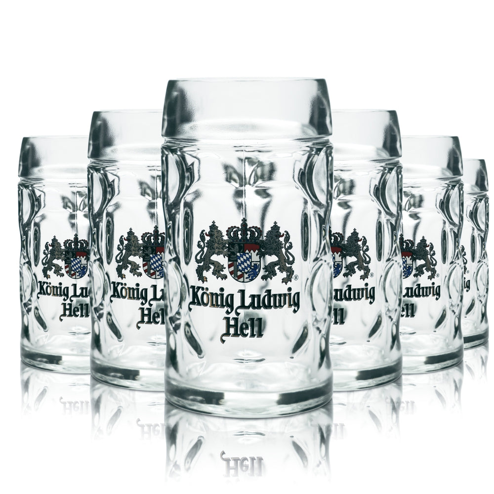 6x King Ludwig Beer Glass Mug 0.5l Diamond Sahm Seidel Mugs Pils Glasses Wheat Beer
