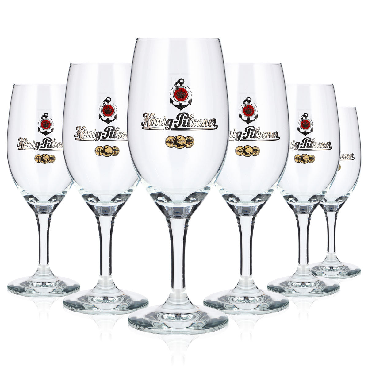 6 König Pilsener Beer Glasses, 0.25 L, Tulip-Shaped, Anker RC Trophy Beer Glass